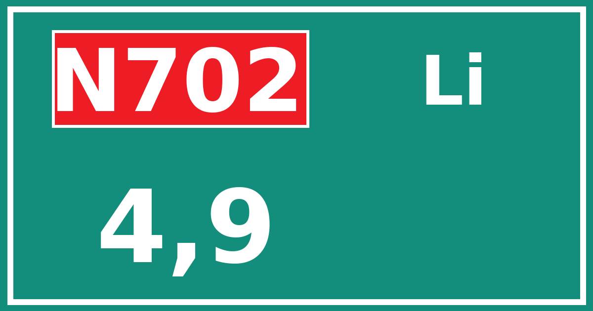 Hectometerbord N702 4,9 zijde Li