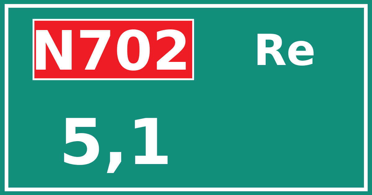 Hectometerbord N702 5,1 zijde Re
