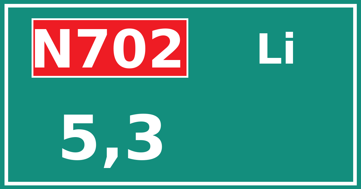 Hectometerbord N702 5,3 zijde Li