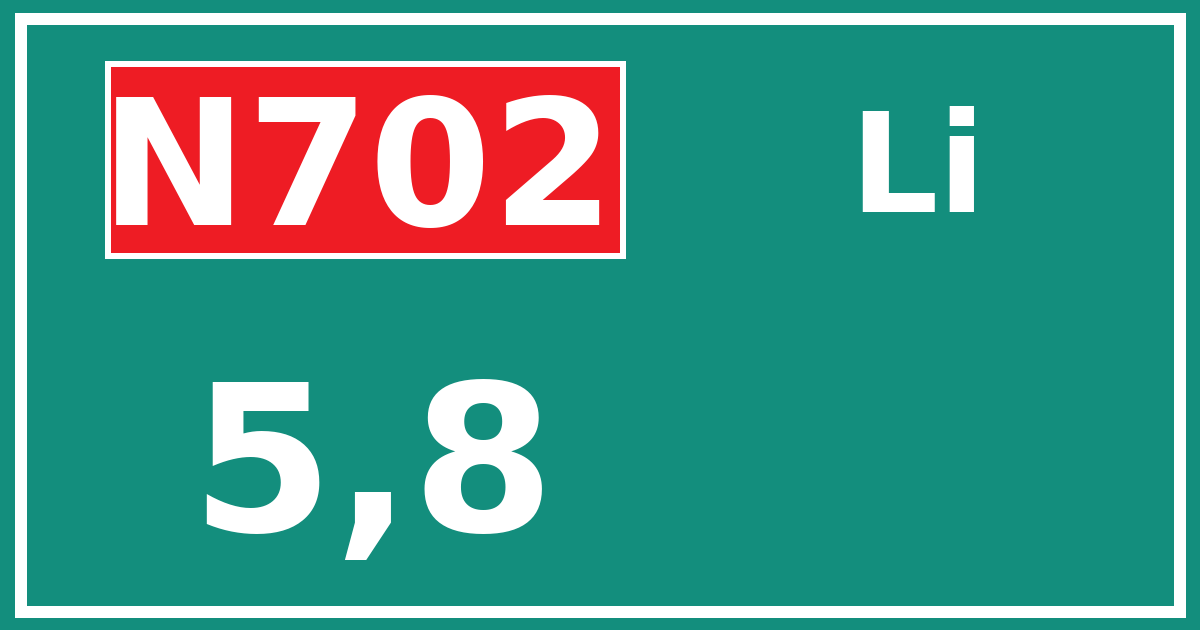 Hectometerbord N702 5,8 zijde Li
