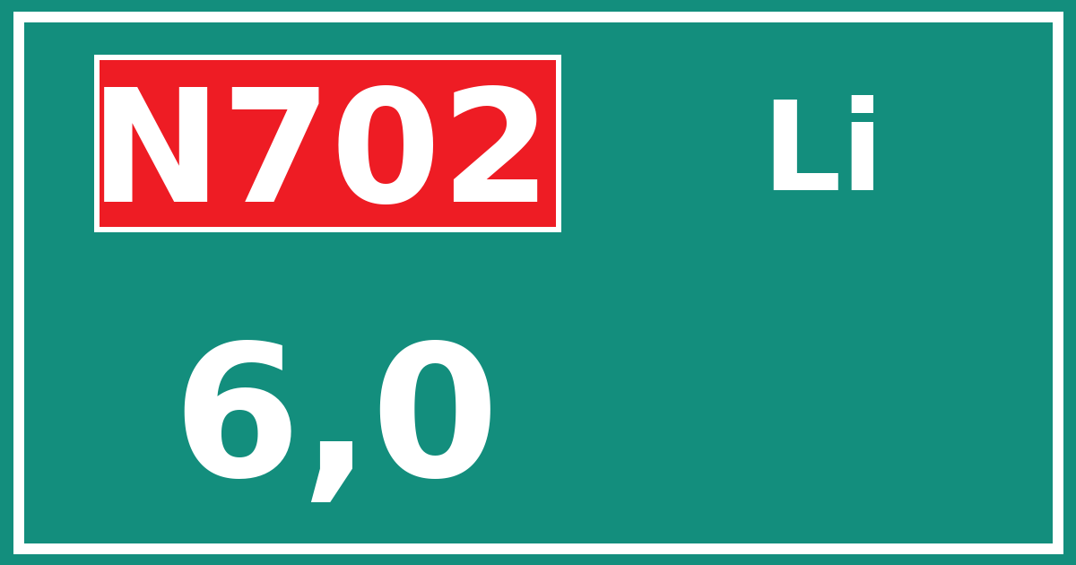 Hectometerbord N702 6,0 zijde Li
