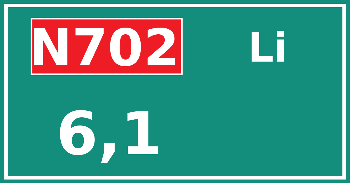 Hectometerbord N702 6,1 zijde Li