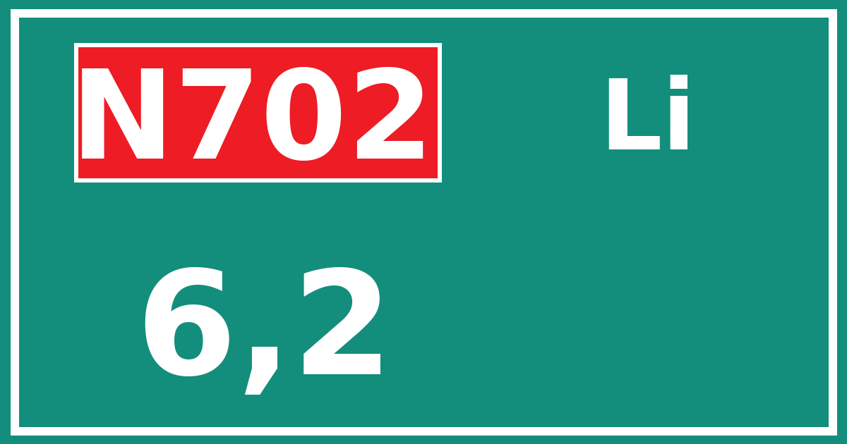 Hectometerbord N702 6,2 zijde Li