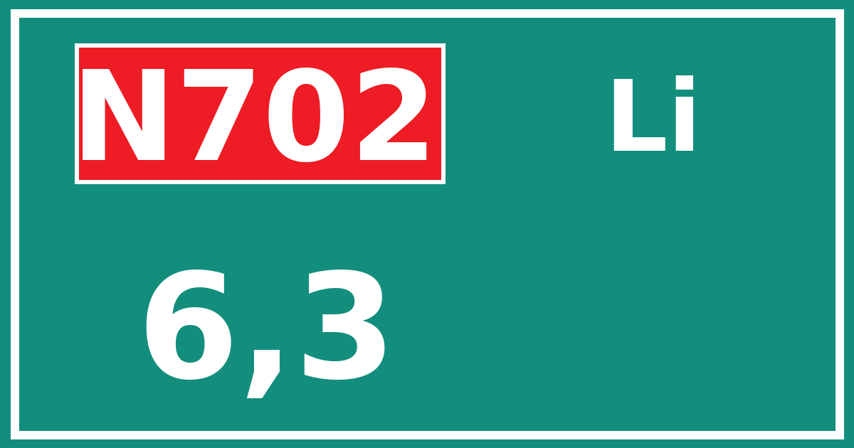 Hectometerbord N702 6,3 zijde Li