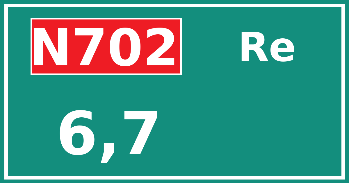 Hectometerbord N702 6,7 zijde Re