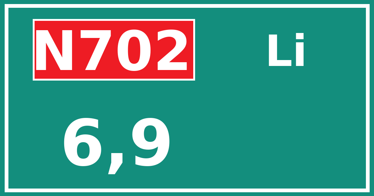 Hectometerbord N702 6,9 zijde Li