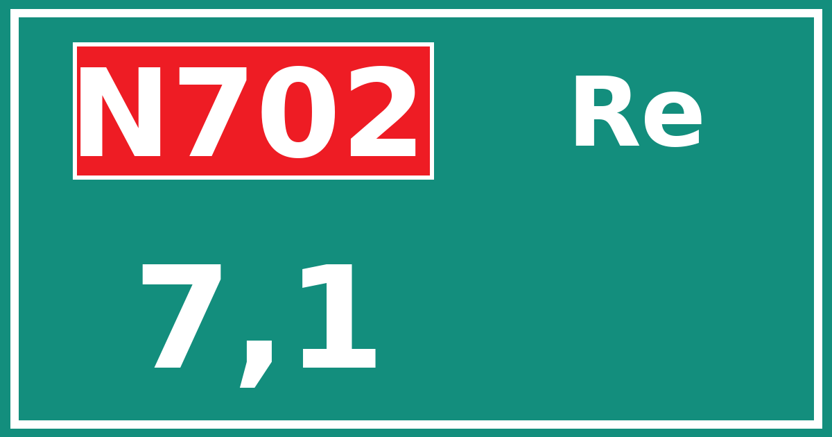 Hectometerbord N702 7,1 zijde Re