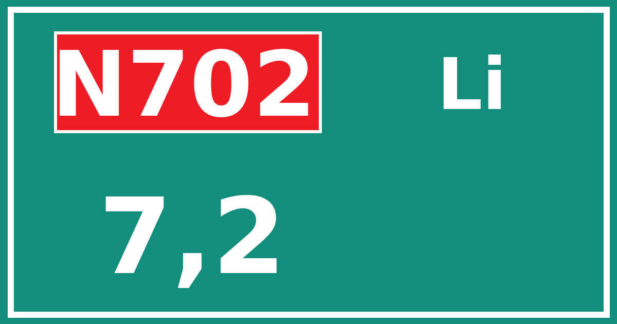 Hectometerbord N702 7,2 zijde Li