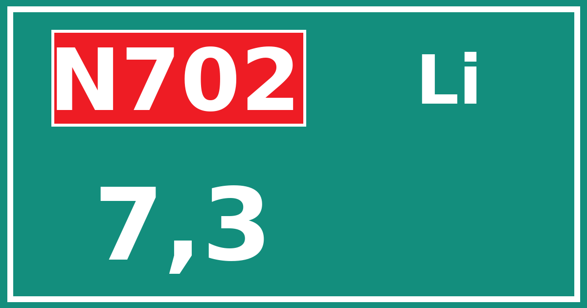 Hectometerbord N702 7,3 zijde Li
