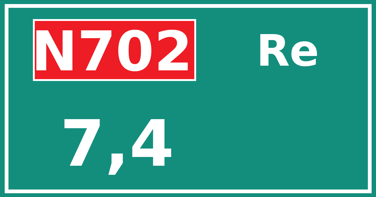 Hectometerbord N702 7,4 zijde Re