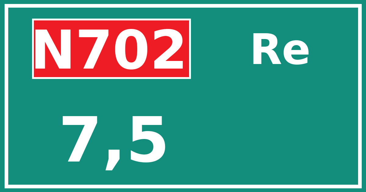 Hectometerbord N702 7,5 zijde Re