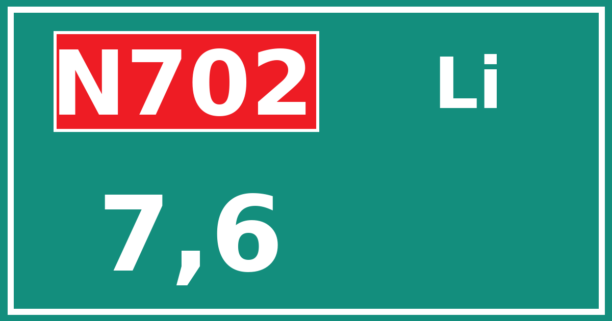 Hectometerbord N702 7,6 zijde Li