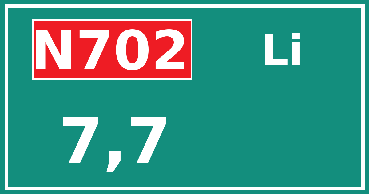 Hectometerbord N702 7,7 zijde Li