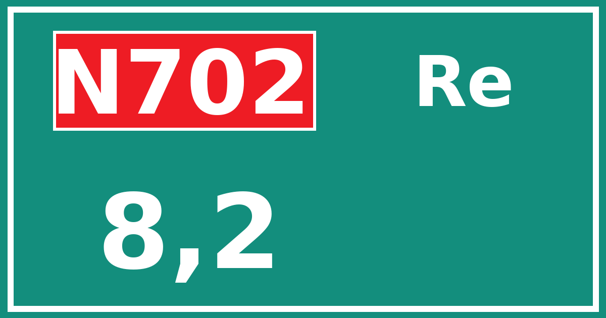 Hectometerbord N702 8,2 zijde Re