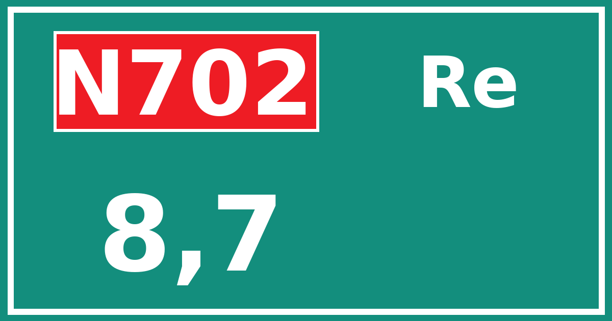 Hectometerbord N702 8,7 zijde Re
