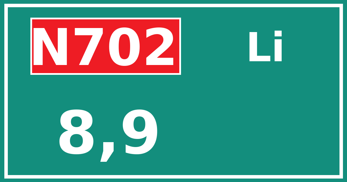 Hectometerbord N702 8,9 zijde Li
