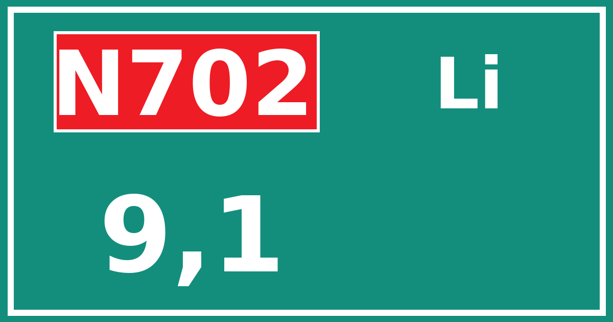 Hectometerbord N702 9,1 zijde Li