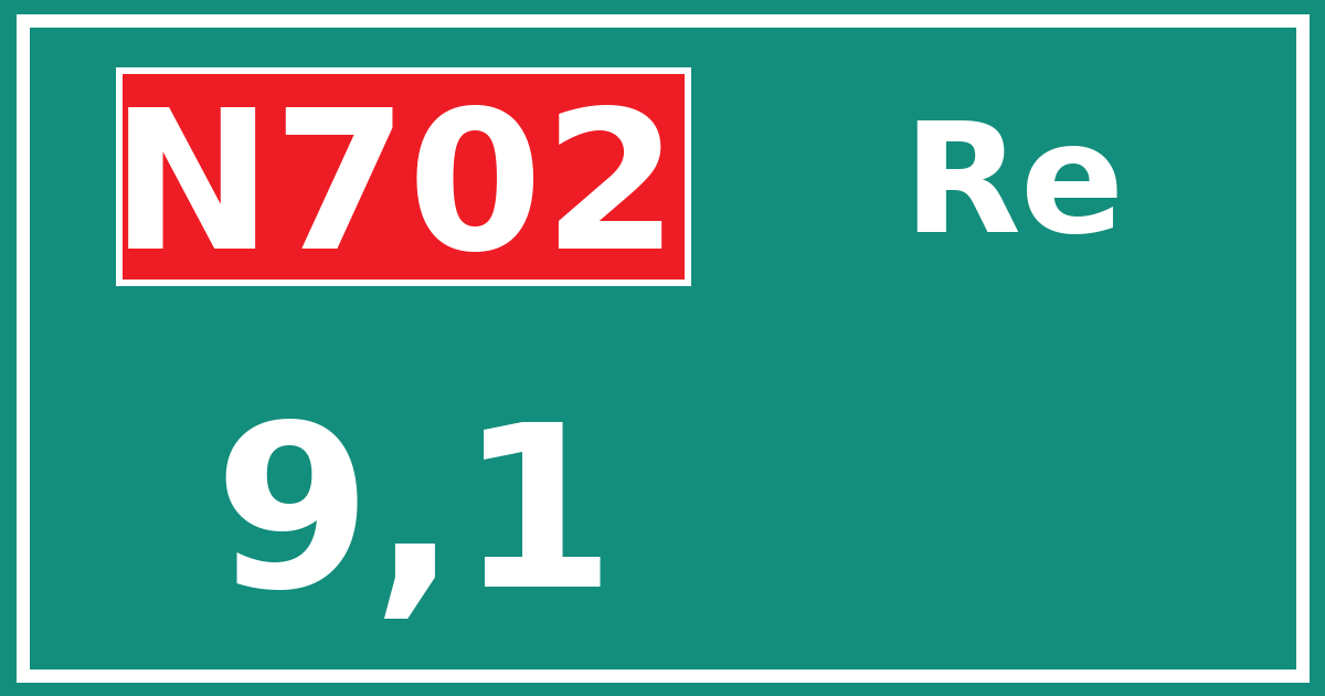 Hectometerbord N702 9,1 zijde Re