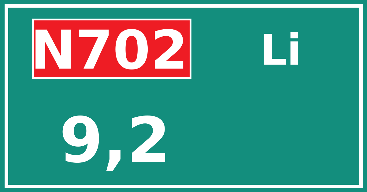 Hectometerbord N702 9,2 zijde Li