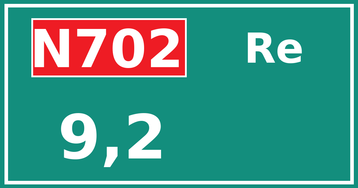 Hectometerbord N702 9,2 zijde Re