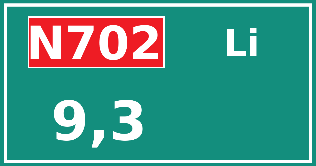 Hectometerbord N702 9,3 zijde Li
