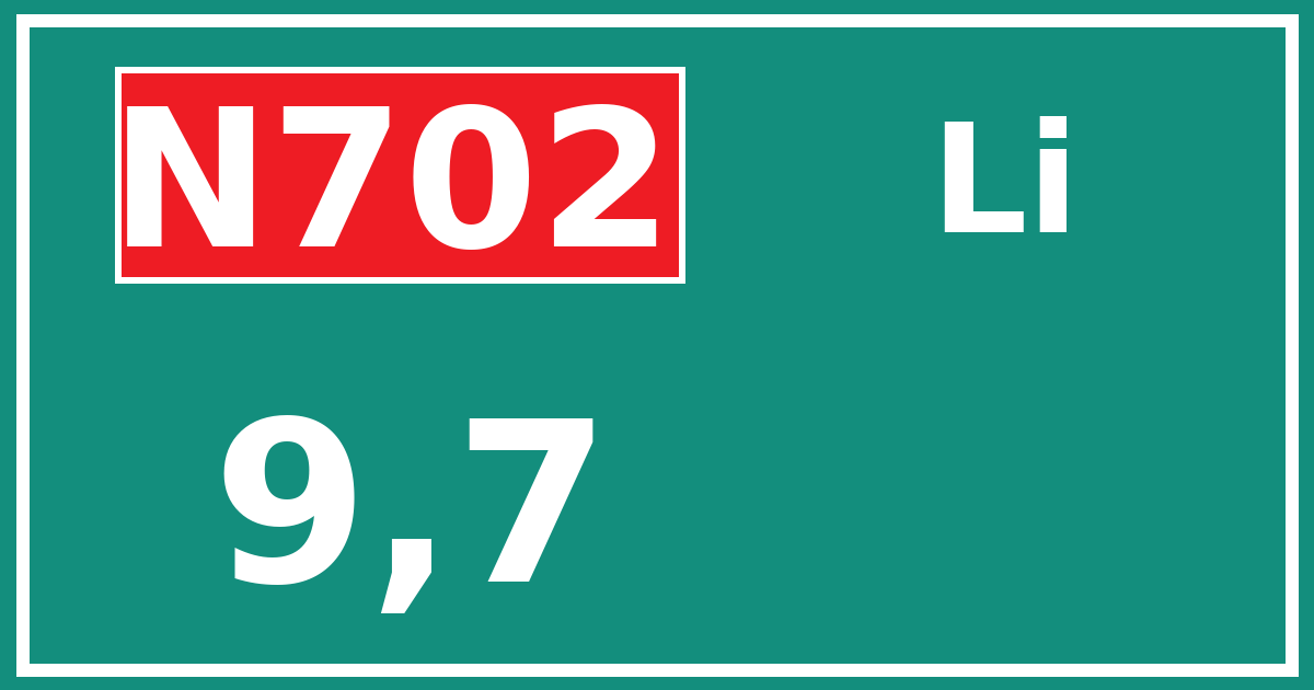 Hectometerbord N702 9,7 zijde Li