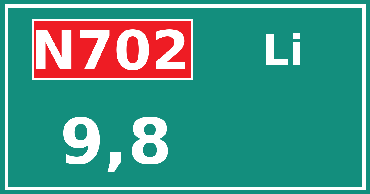 Hectometerbord N702 9,8 zijde Li