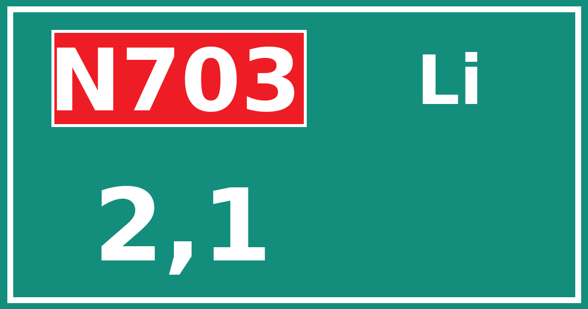 Hectometerbord N703 2,1 zijde Li