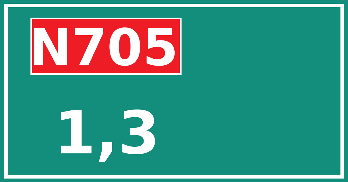 Hectometerbord N705 1,3