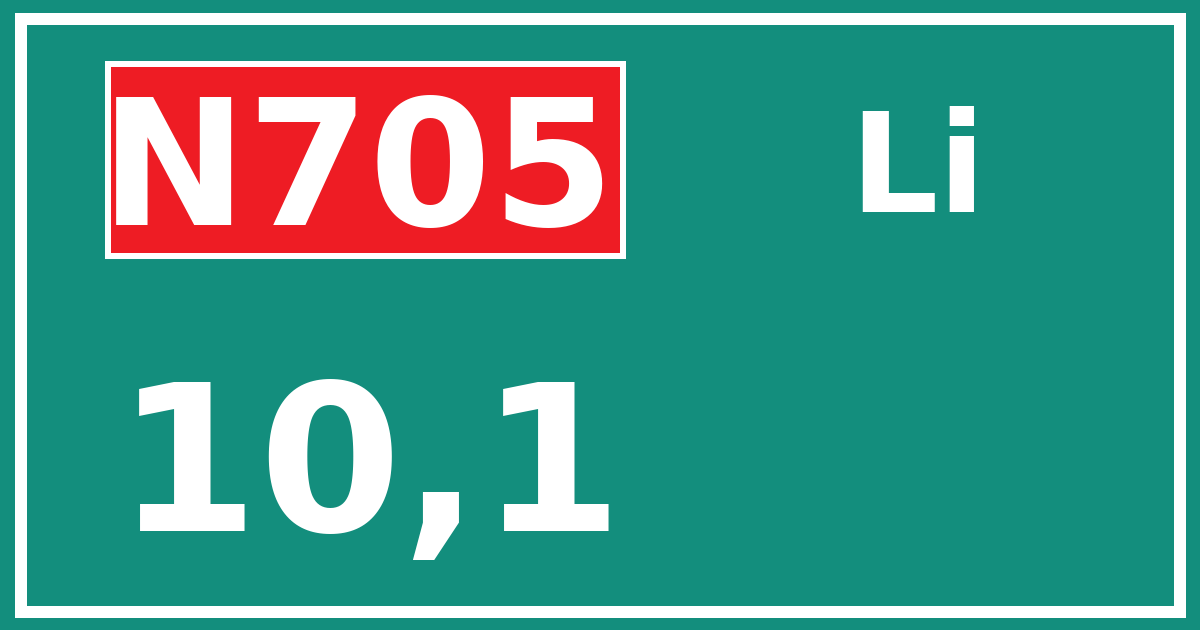 Hectometerbord N705 10,1 zijde Li