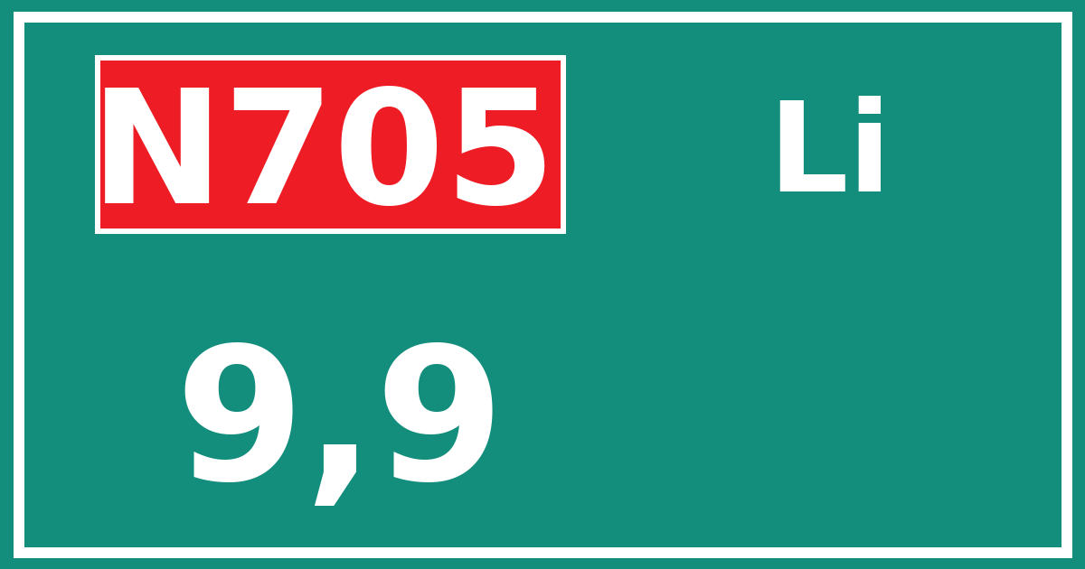 Hectometerbord N705 9,9 zijde Li