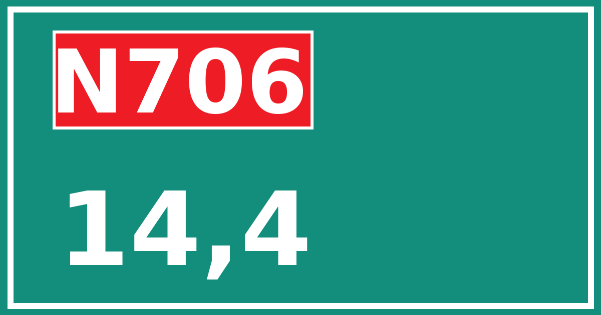 Hectometerbord N706 14,4