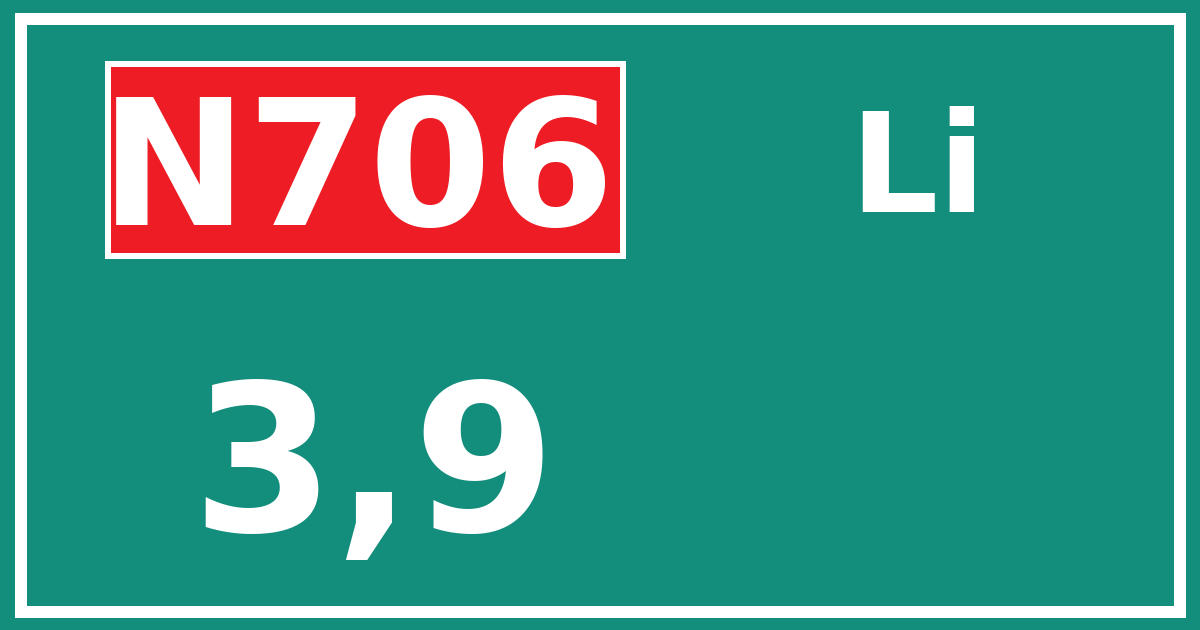 Hectometerbord N706 3,9 zijde Li
