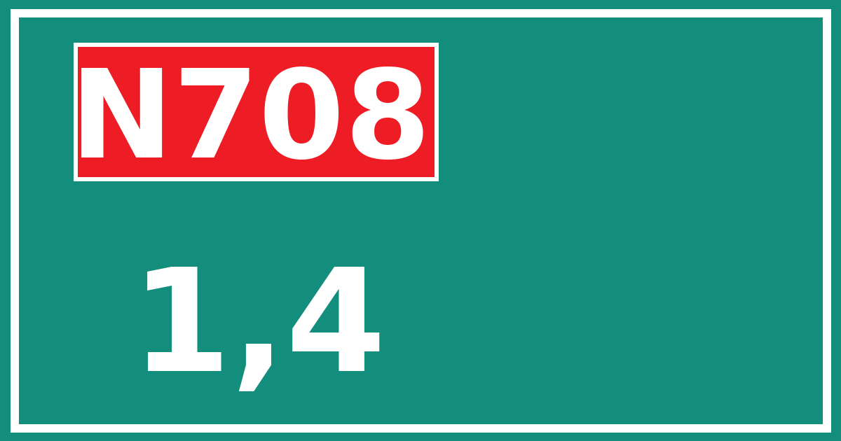 Hectometerbord N708 1,4