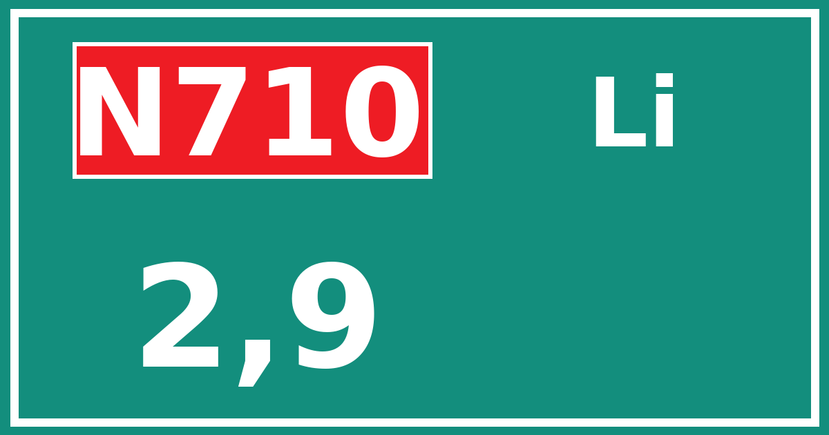 Hectometerbord N710 2,9 zijde Li