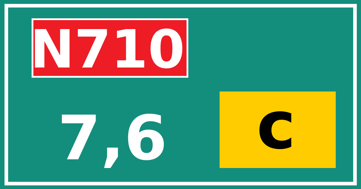 Hectometerbord N710 7,6 letter c