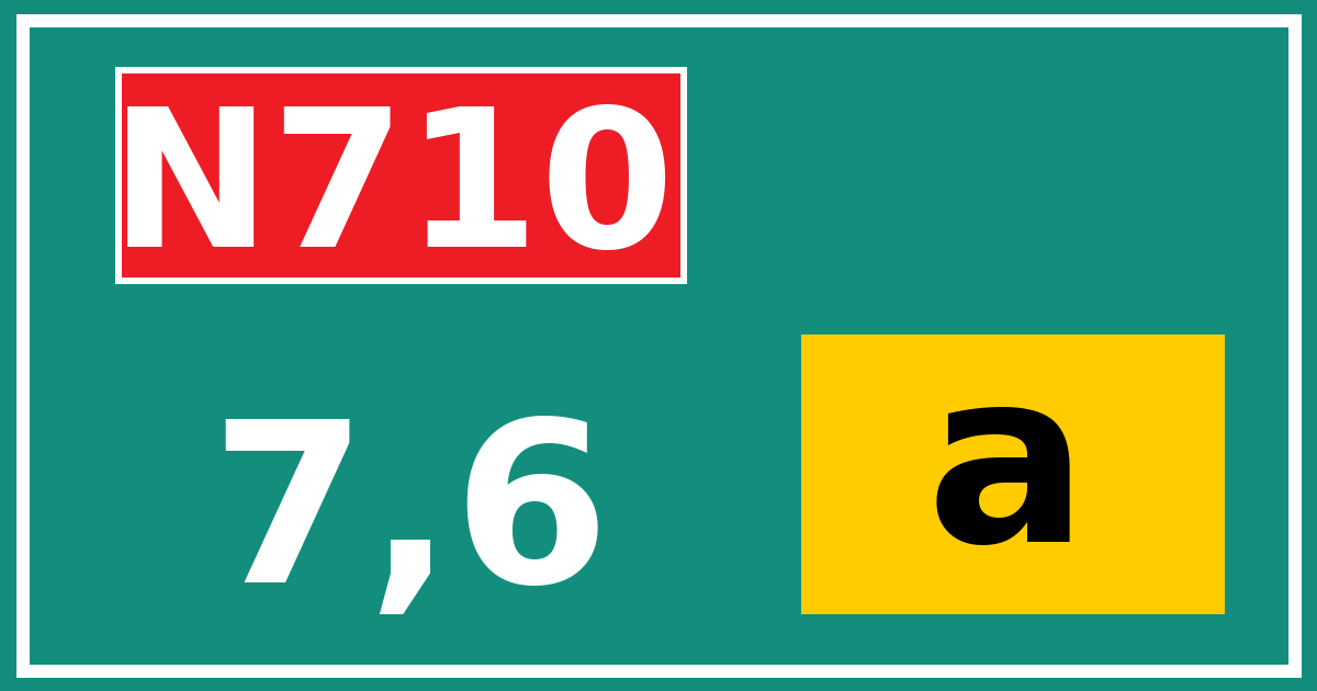 Hectometerbord N710 7,6 letter a