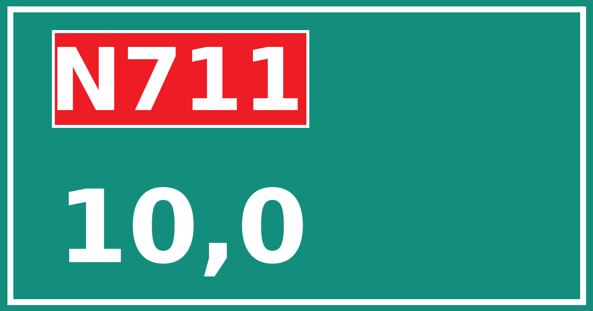 Hectometerbord N711 10,0