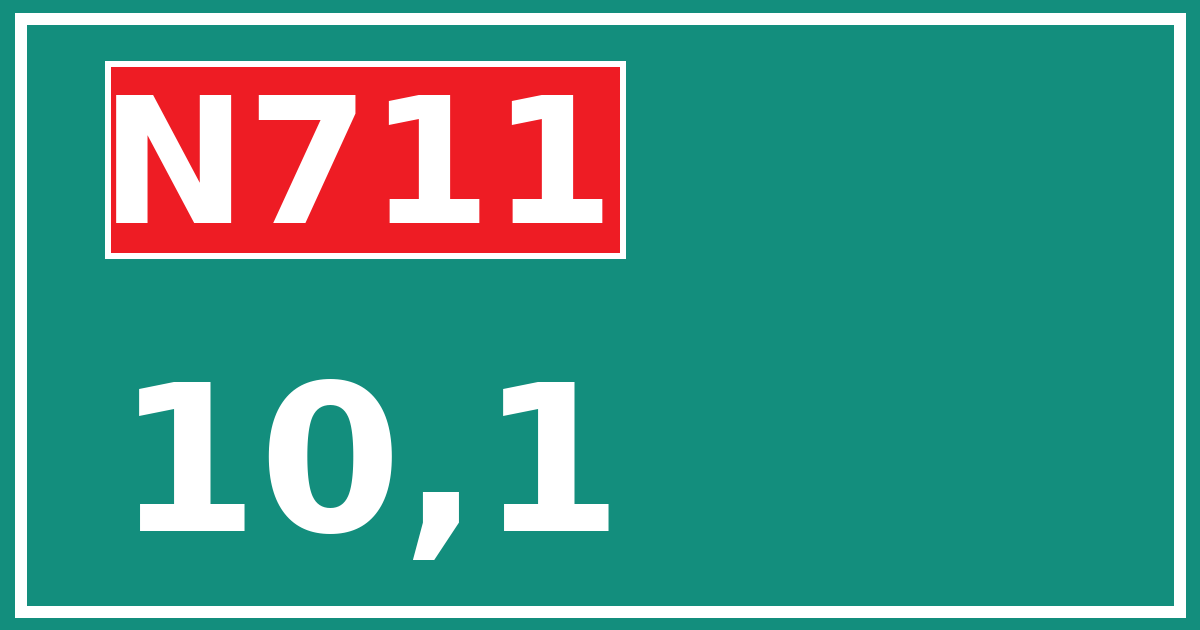 Hectometerbord N711 10,1