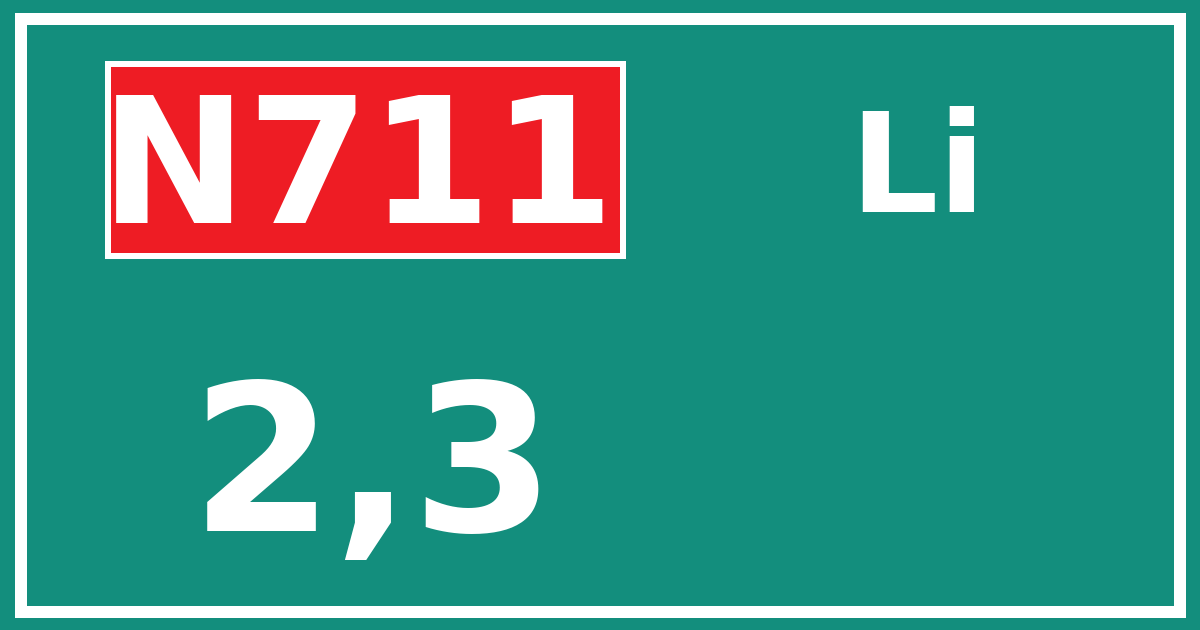 Hectometerbord N711 2,3 zijde Li