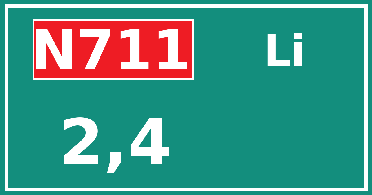 Hectometerbord N711 2,4 zijde Li
