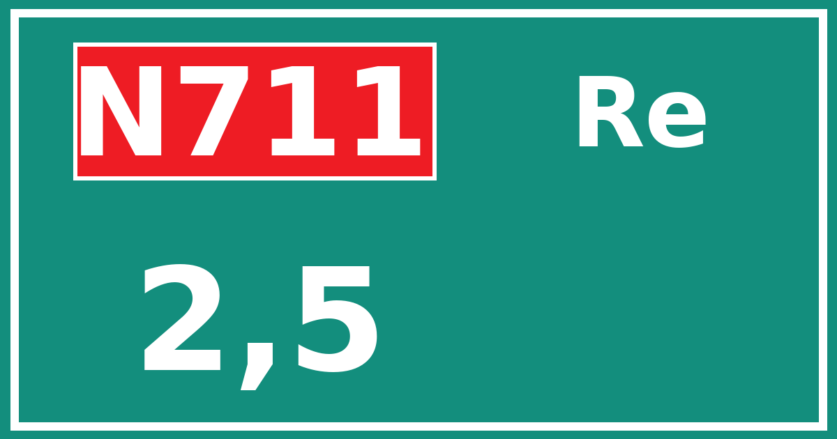 Hectometerbord N711 2,5 zijde Re