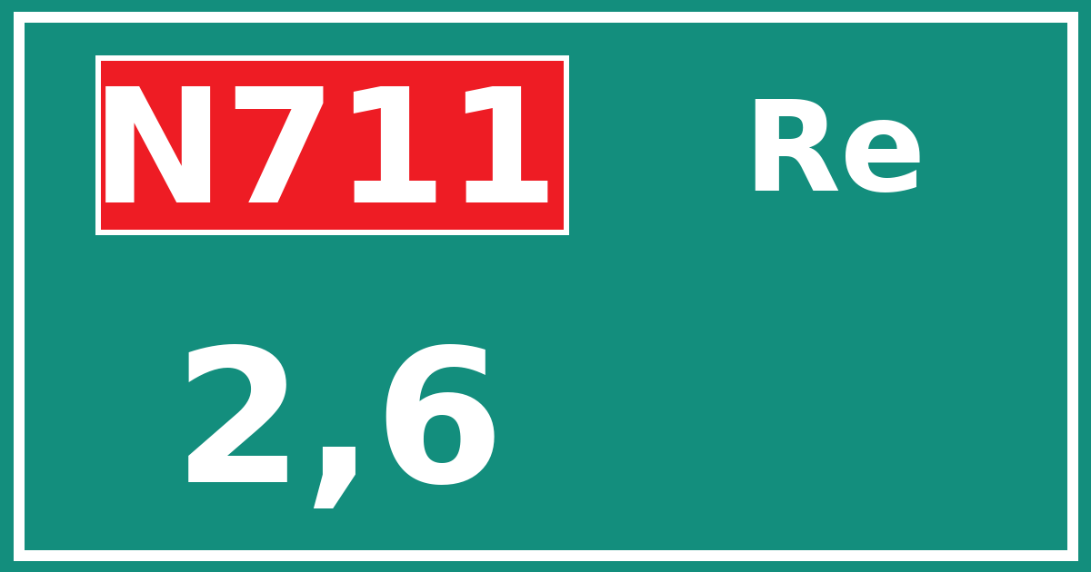 Hectometerbord N711 2,6 zijde Re