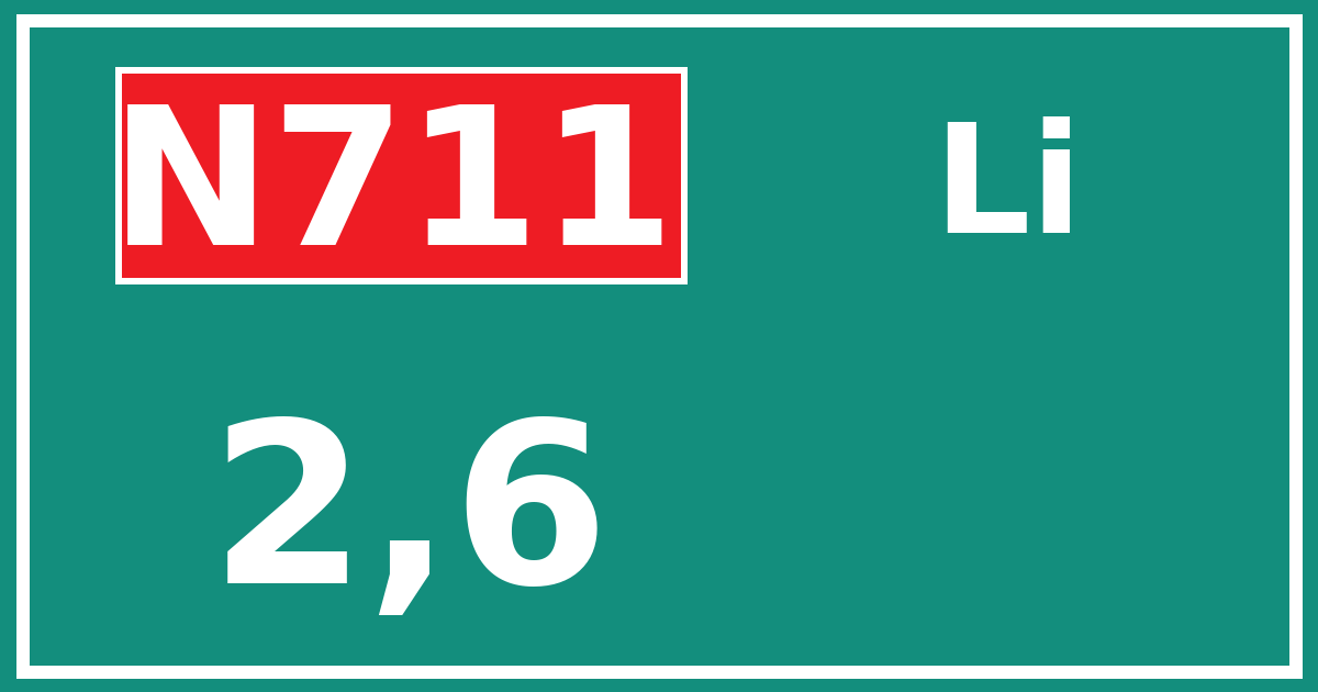 Hectometerbord N711 2,6 zijde Li