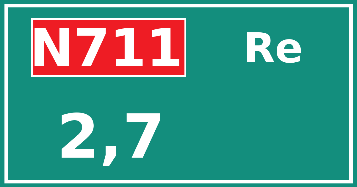 Hectometerbord N711 2,7 zijde Re