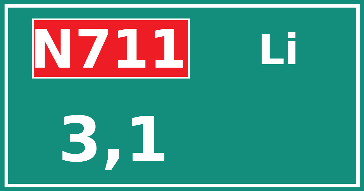 Hectometerbord N711 3,1 zijde Li