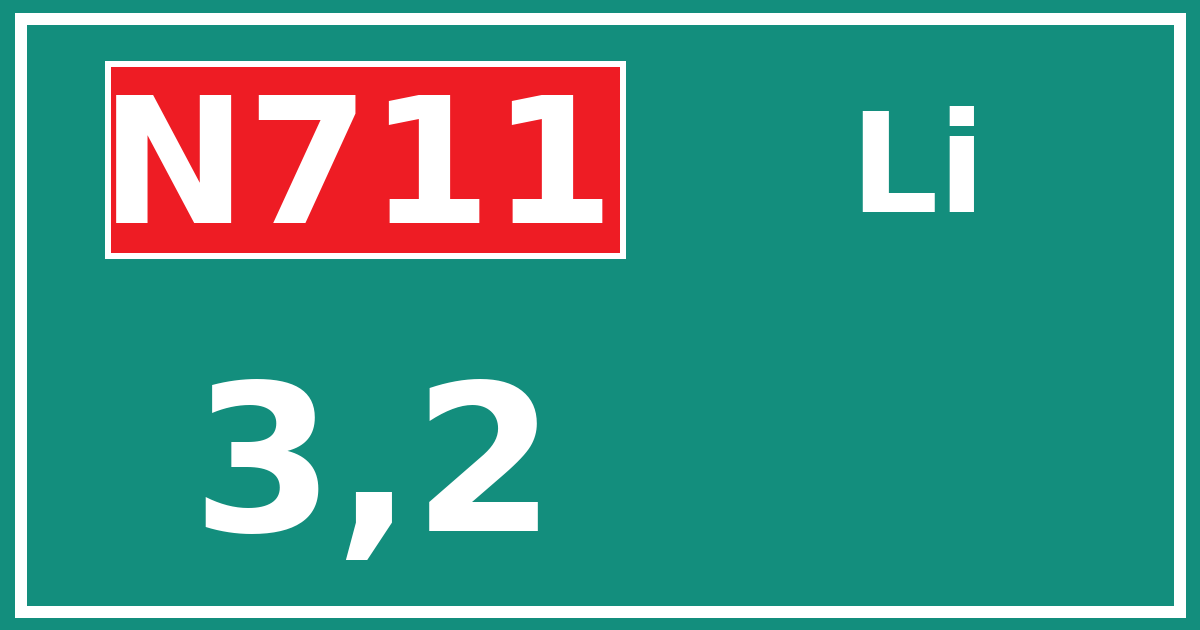Hectometerbord N711 3,2 zijde Li