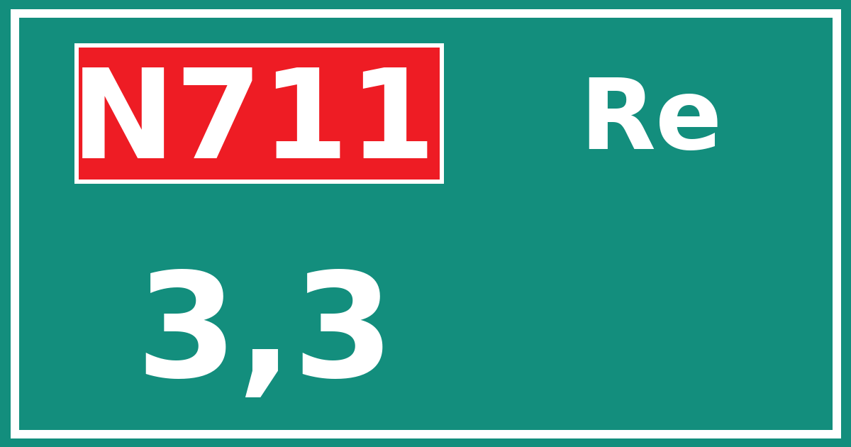 Hectometerbord N711 3,3 zijde Re