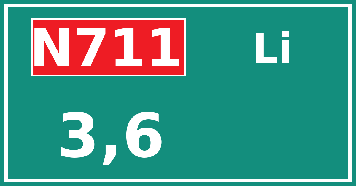 Hectometerbord N711 3,6 zijde Li