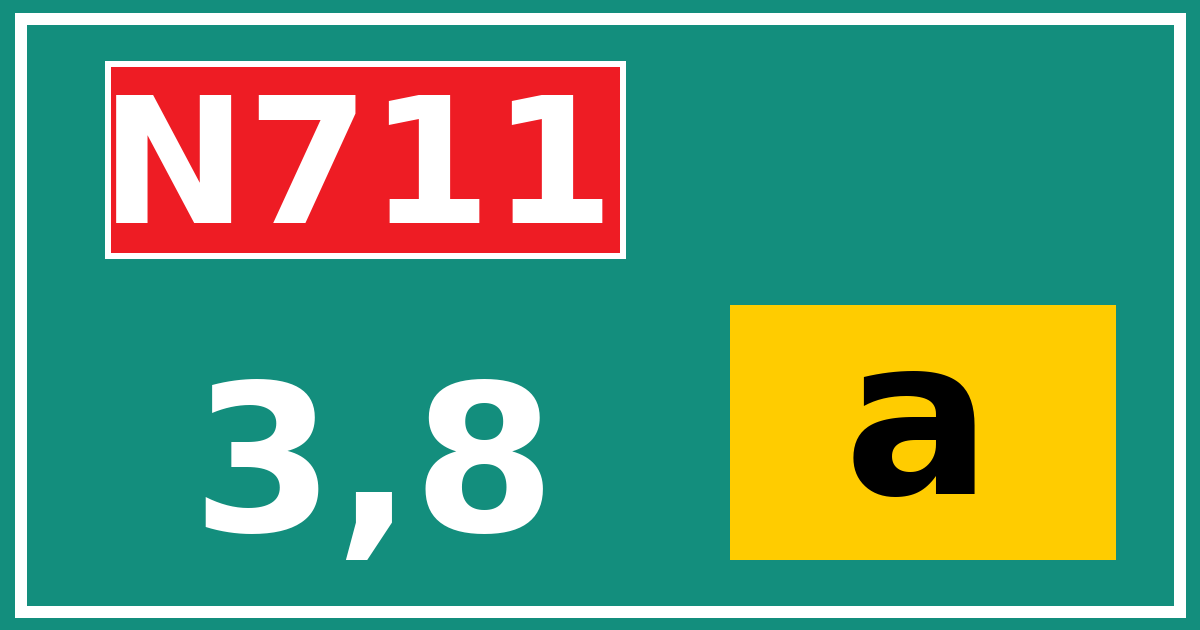 Hectometerbord N711 3,8 letter a
